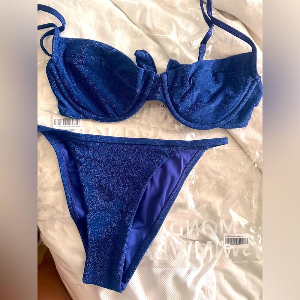 Monday Swimwear Bikini Navy Shimmer - Maui Top and Kauai Bottom